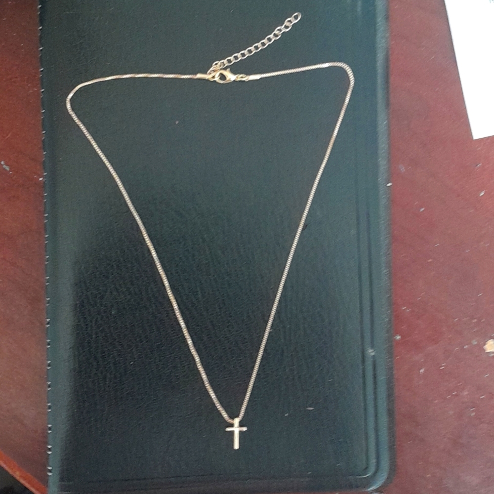 Cross Pendant Necklace. Gold Plated. Made in China.